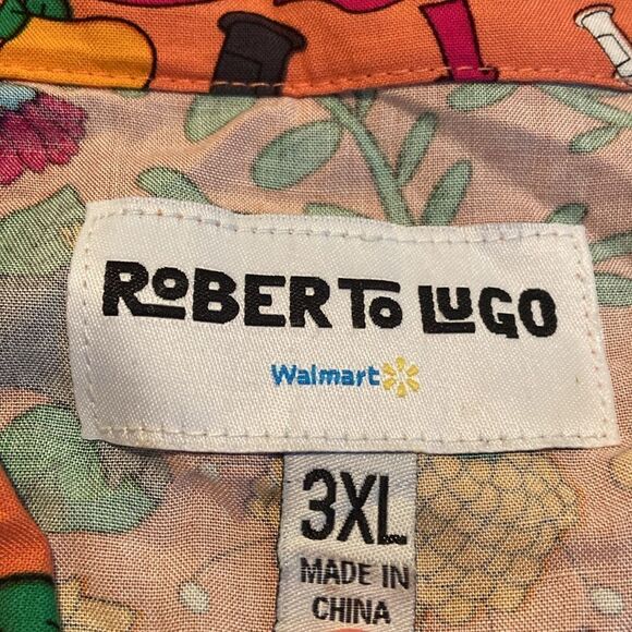 Roberto Lugo All Gender Floral Skulls and Trucks rayon Button Down Shirt Size 3x - Picture 5 of 11